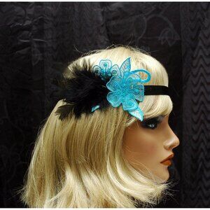 Lace Feather Headband Flapper Headpiece